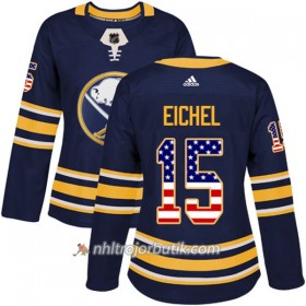 Dame Ishockey Buffalo Sabres Tröja Jack Eichel 15 Adidas 2017-2018 Marinblå USA Flag Fashion Authentic